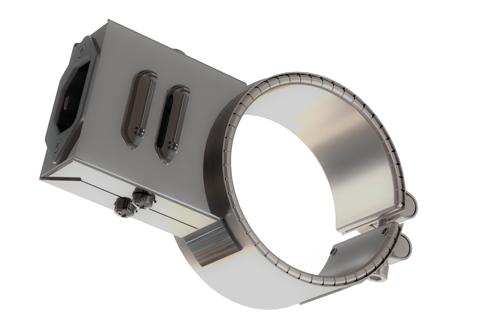 Heizband, für Temperatur bis 280°C, Spitzguss, Extrusion, Bohrungen, Aussparungen, Wärmefühlerhalterung, glimmerisoliert, Isolierstoffeinlage, Wärmeschutzmantel