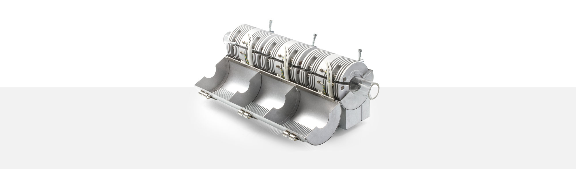 Hochleistungs Heiz-Kühl-Kombination, für Temperaturen bis 450°C, Extrusion, Sprizguss, PVC, Recyclinganlagen, Gebläse, Luftkühlung, Kühlungsintensive Anlagen, minimale Aufheizzeit, homogene Wärmeverteilung, energieeffizient, beengte Einbauverhältnisse