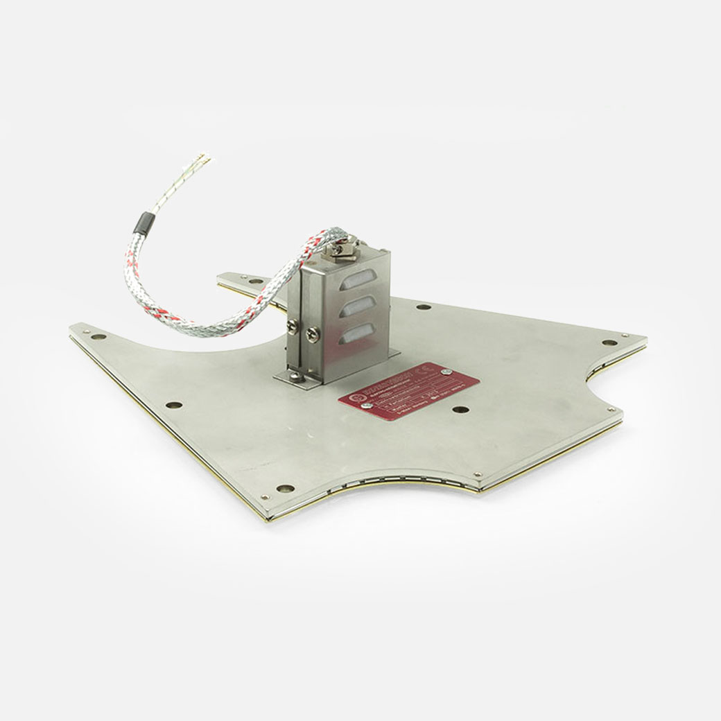 Werkzeugbeheizung, Flachheizung, Rahmenheizung, für Temperaturen bis 450°C, Extrusion, Spritzguss, Kunststofftechnik, Bohrungen, Aussparungen, Wärmefühlerhalterung, integriertes Thermoelement, mineralstoffisoliert