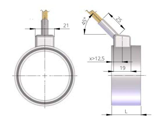 Abb. 8: Düsenkappe axial 45°